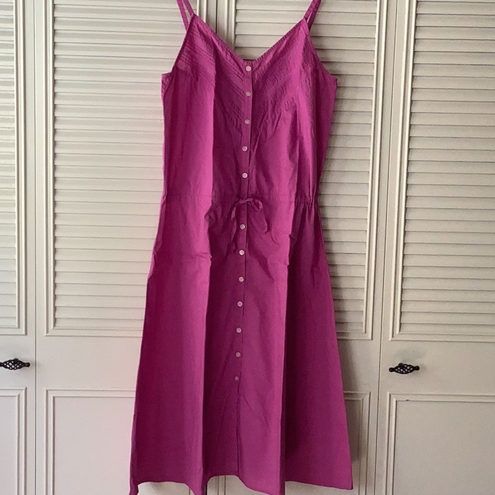 Eddie Bauer Vibrant Pink Sleeveless Button-Down Dress